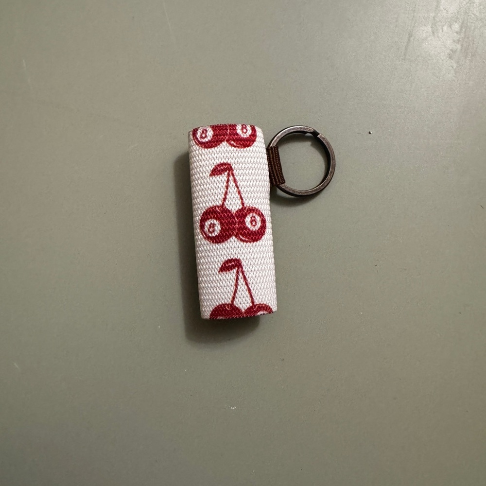 Cherry Pattern Key Ring Lip Balm Holder